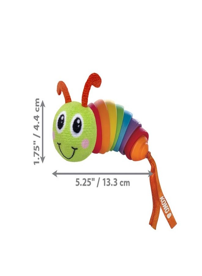 KONG Bat-A-Boutz Clackz Caterpillar with Colorful Ribbons - Crackle Cat Toy Filled with Catnip - Image 3
